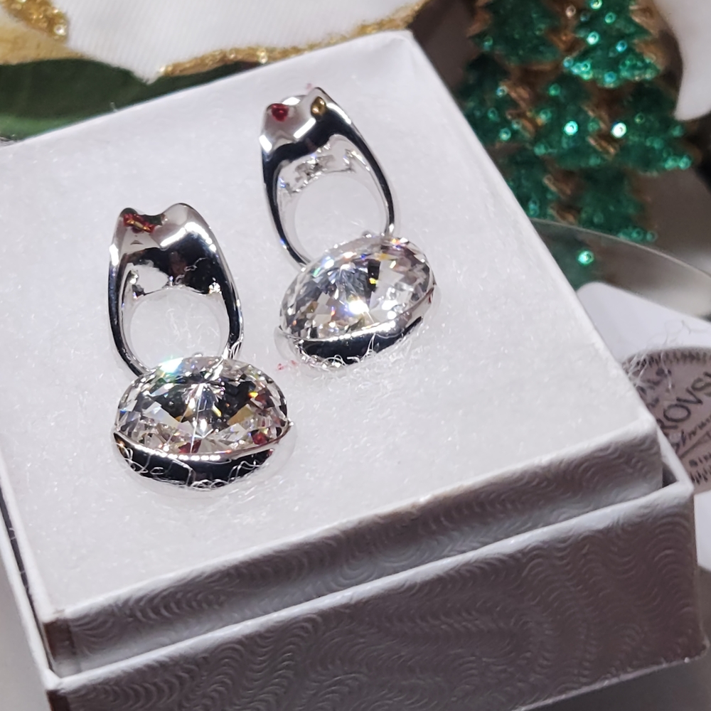 Callura Swarovski Silver Earrings with Clear Crystals